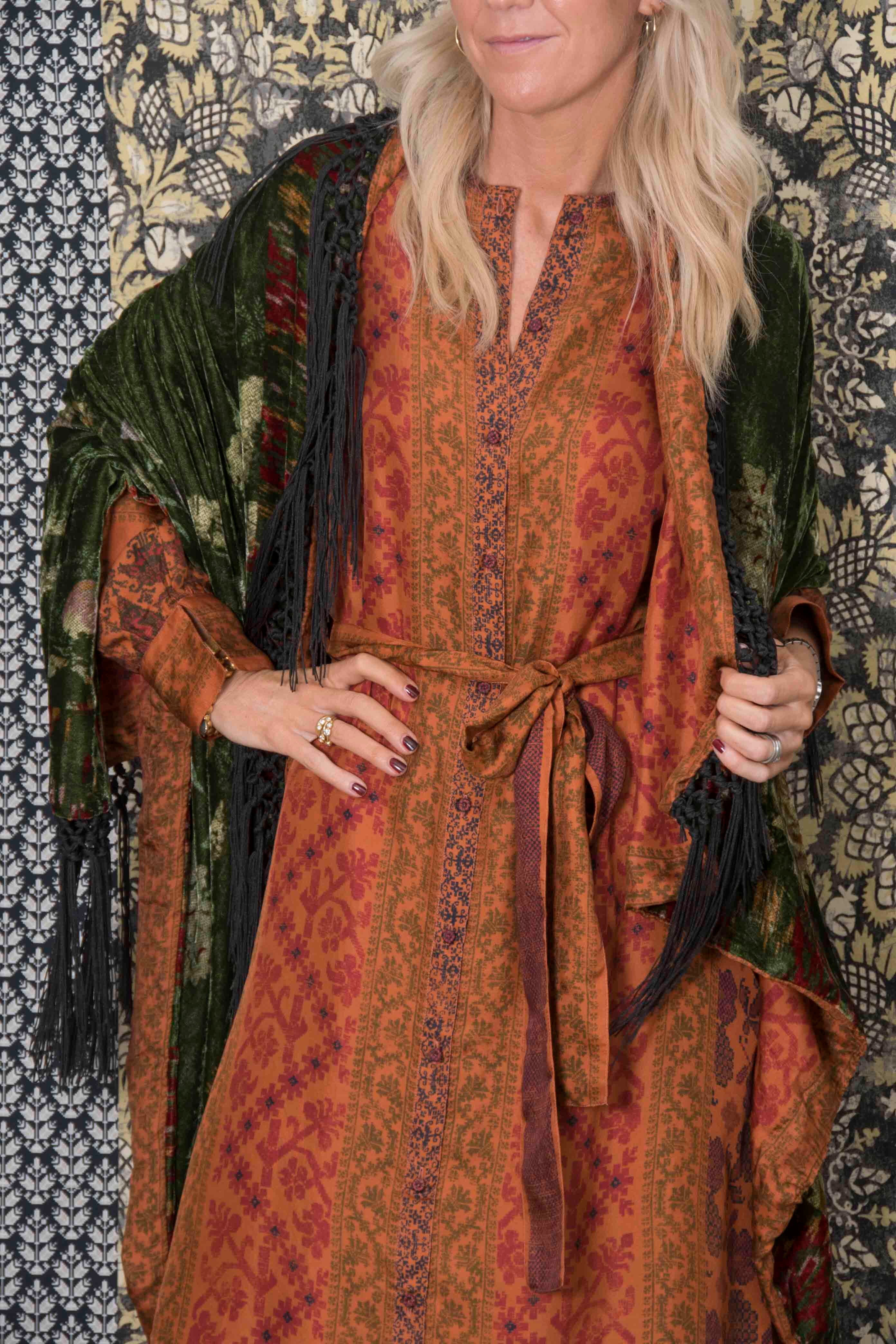 PRATO SILK DRESS IN ORANGE Marie & Lola