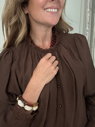 JEANNE BLOUSE CHOCOLATE BROWN