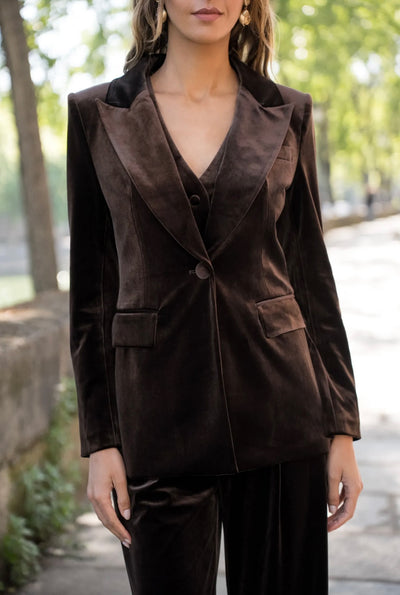 ARNOLD VELVET BLAZER CHOCOLATE
