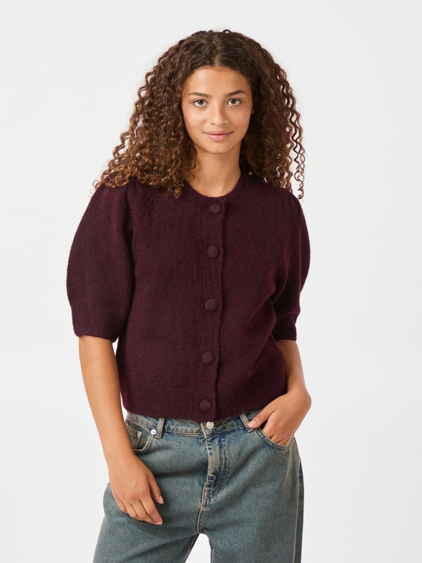 TRUDY KNIT CARDIGAN WINE