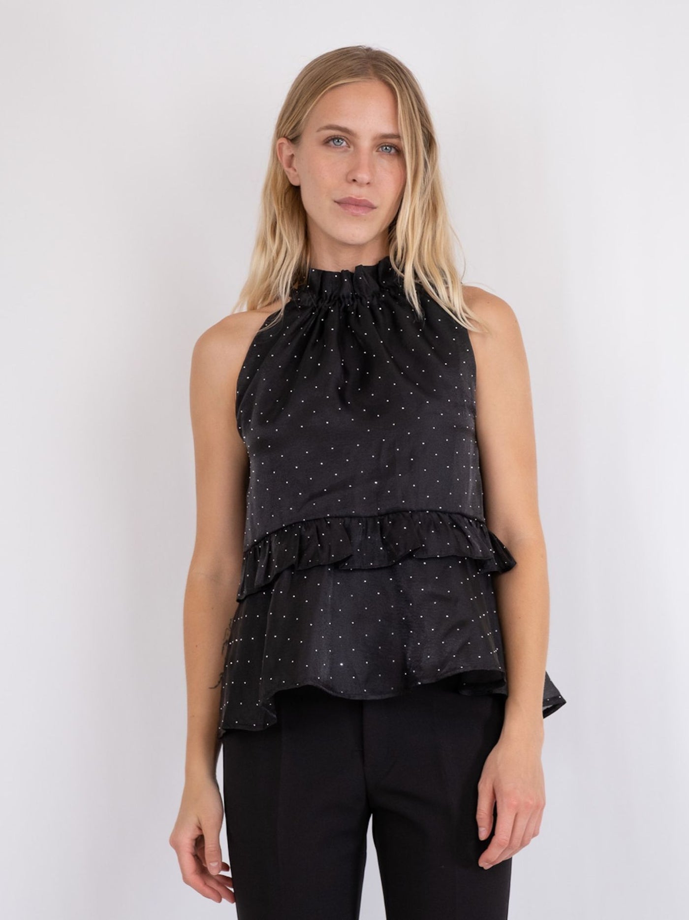 MARGY BEDAZZLED TOP BLACK