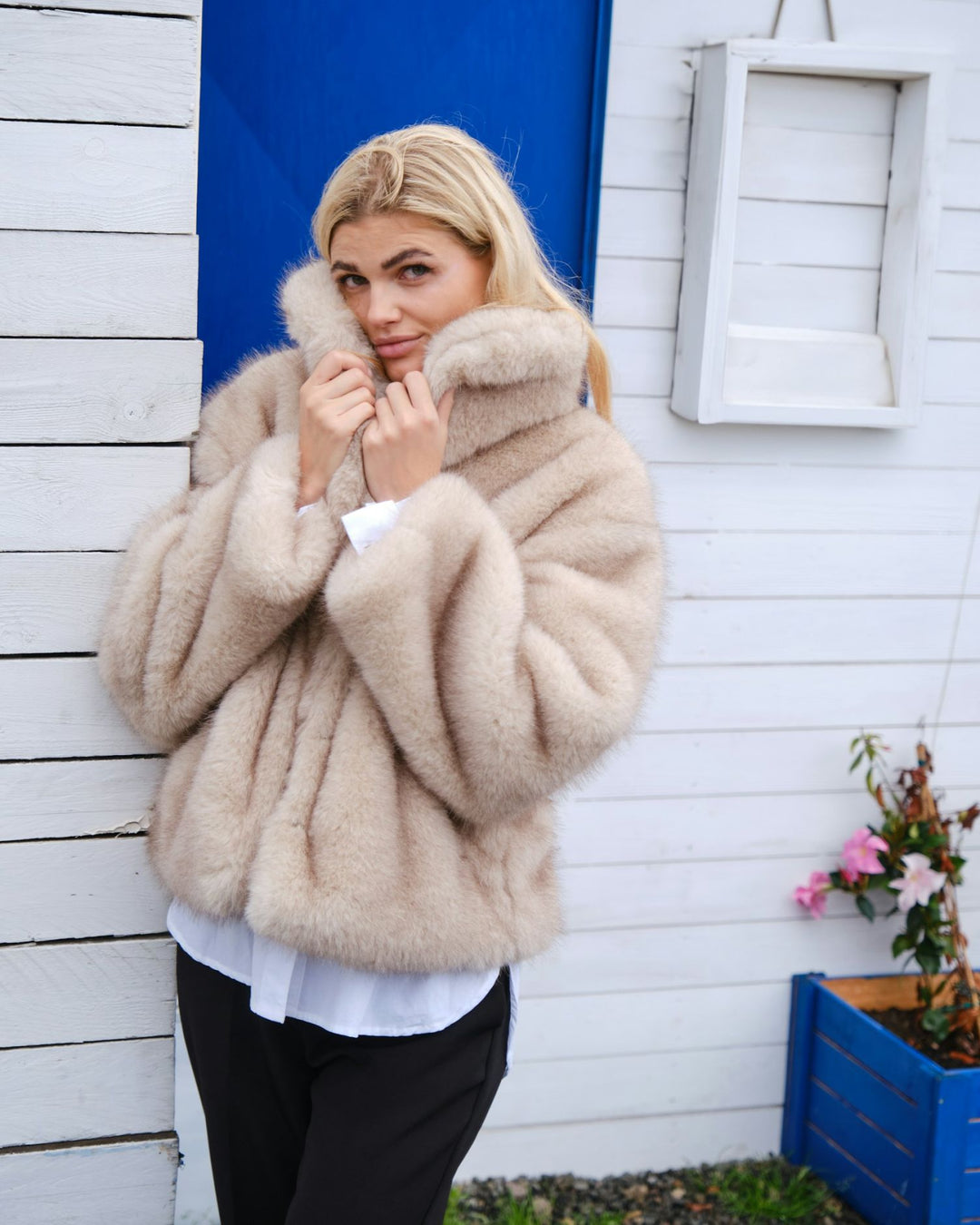 Tan faux fur jacket online