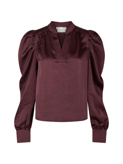 ROSSLYN SATEEN BLOUSE BORDEAUX