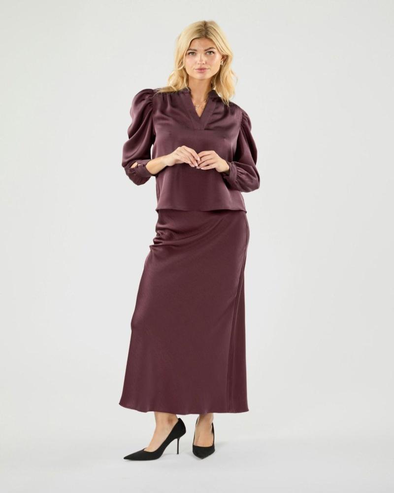 ROSSLYN SATEEN BLOUSE BORDEAUX