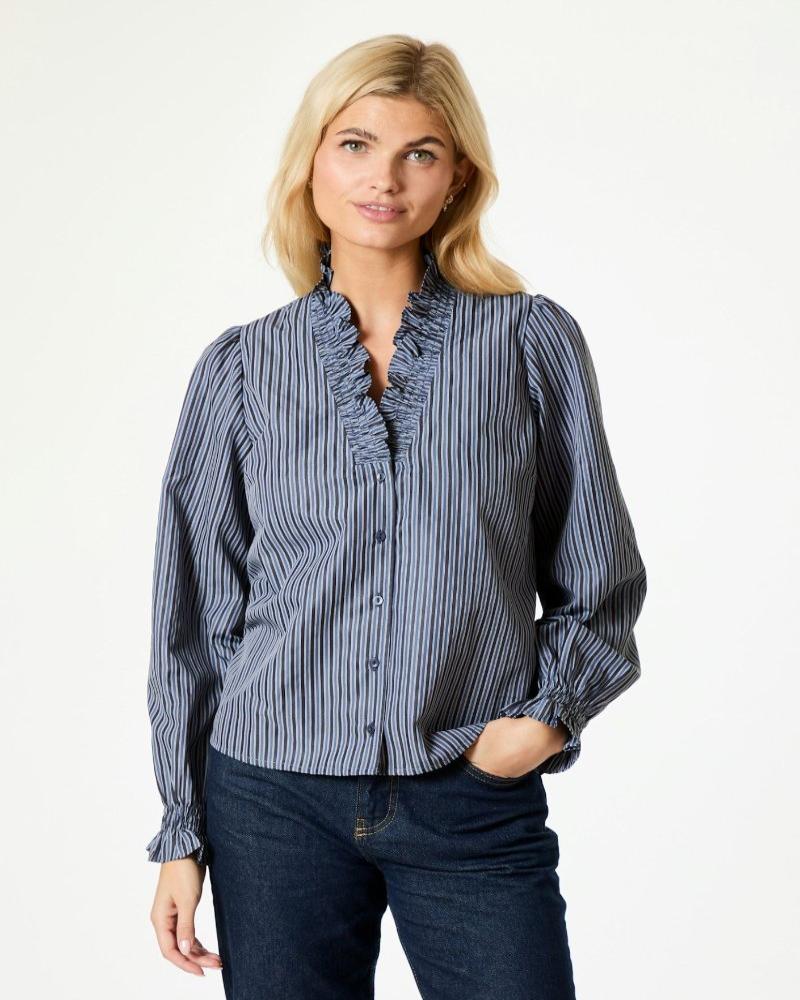 BRIELLE BLOUSE NAVY & BLACK