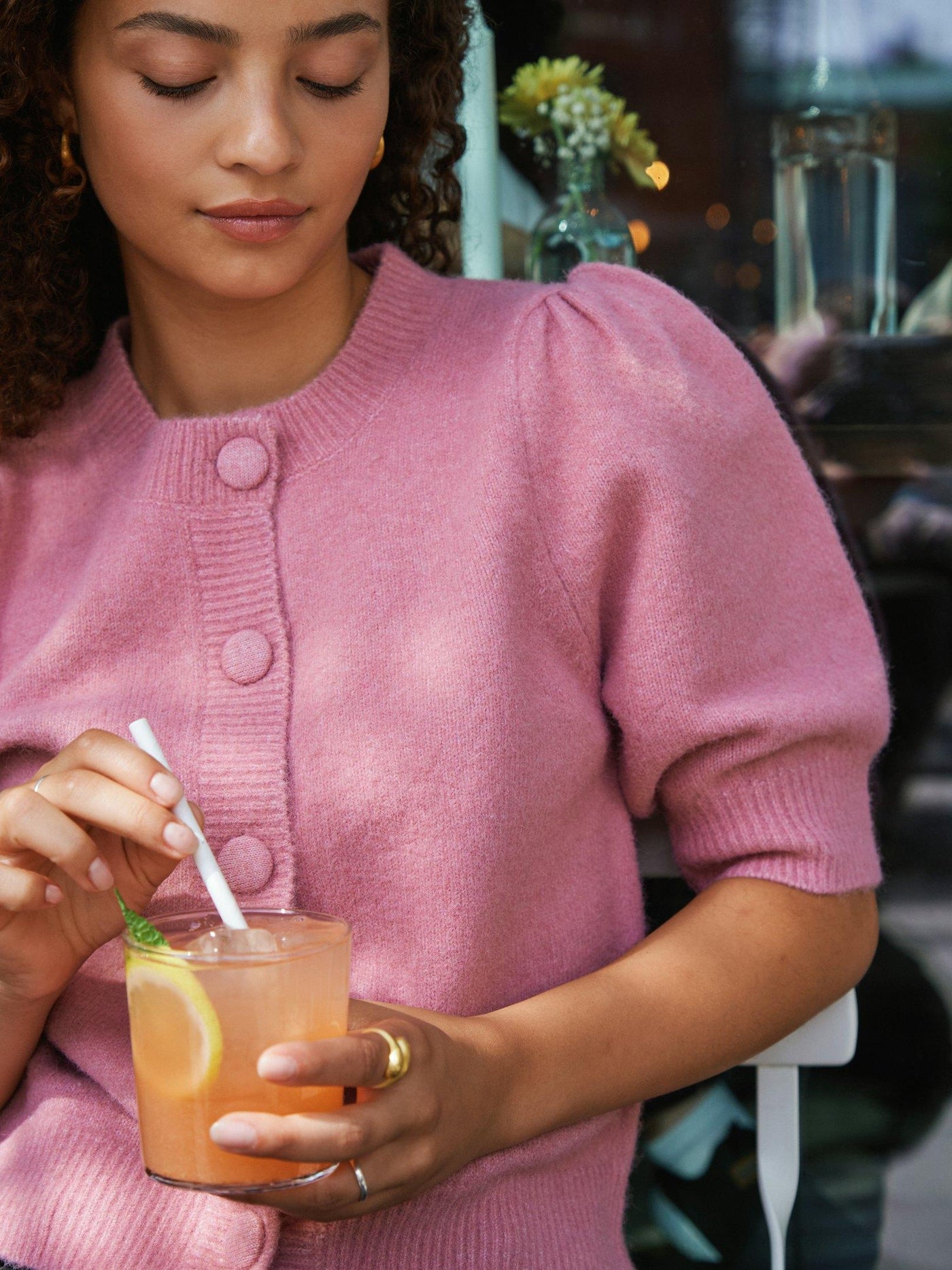 TRUDY KNIT CARDI ROSE