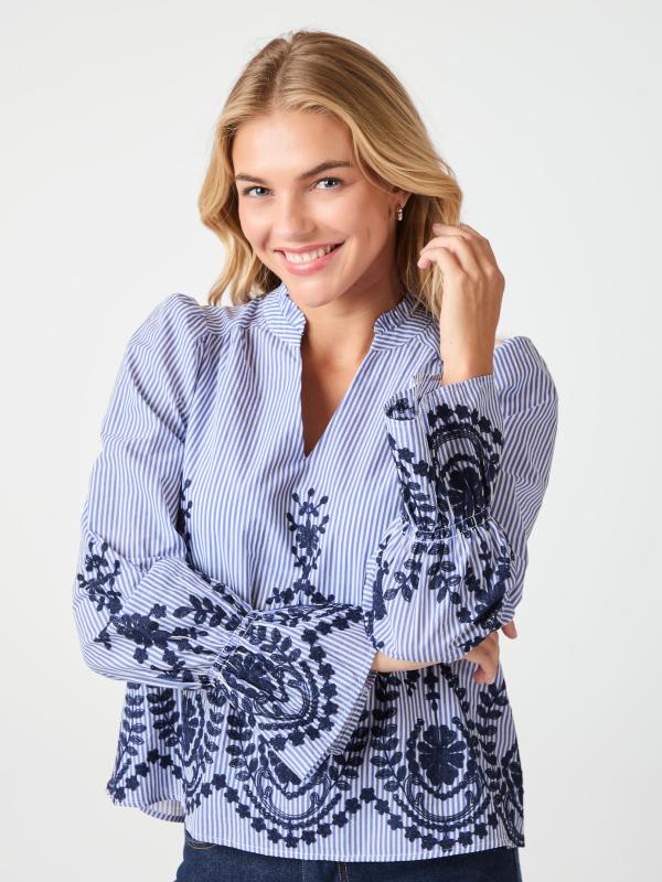 AMARA STRIPES BLOUSE BLUE