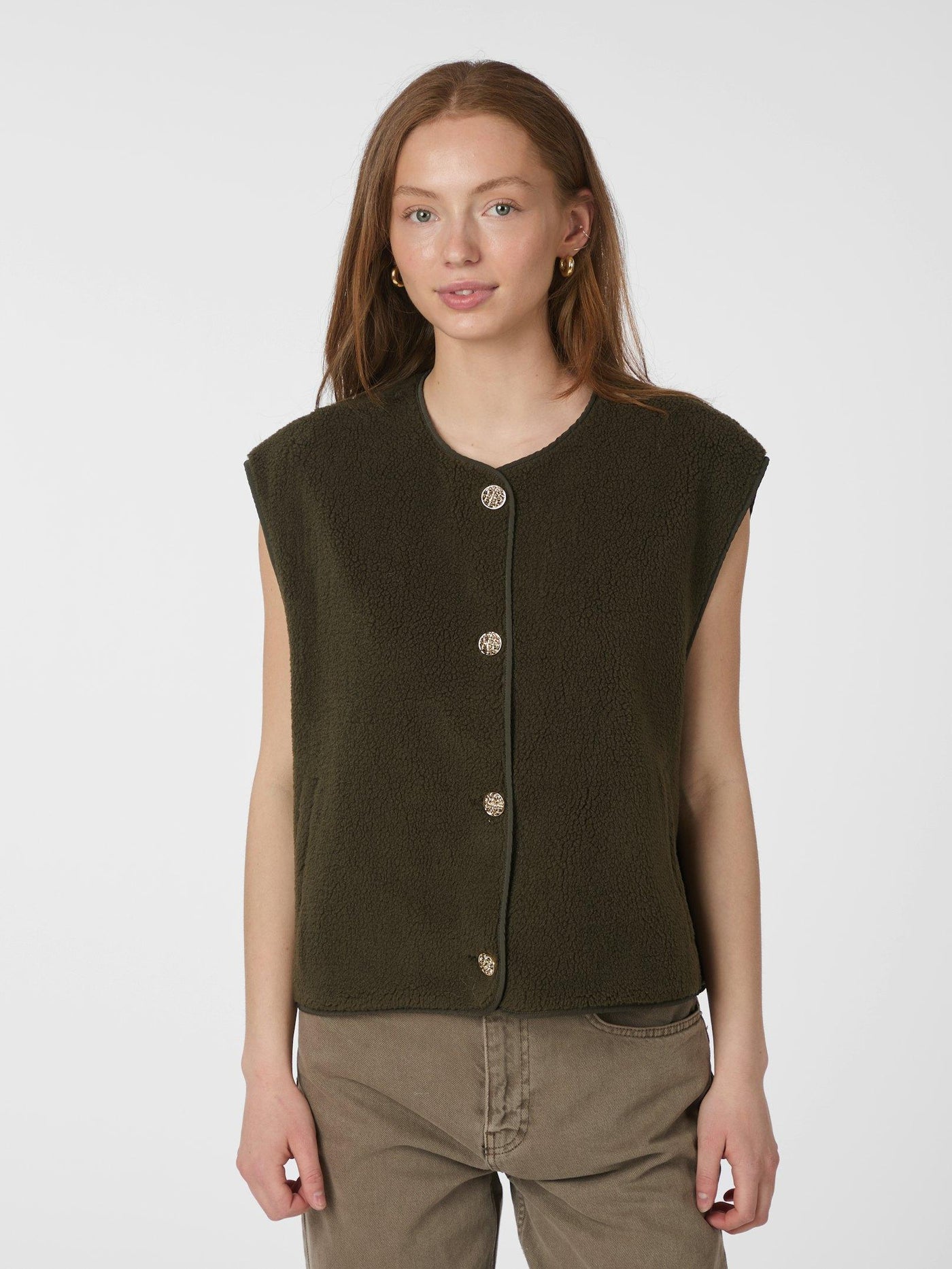 MARIKO TEDDY VEST ARMY