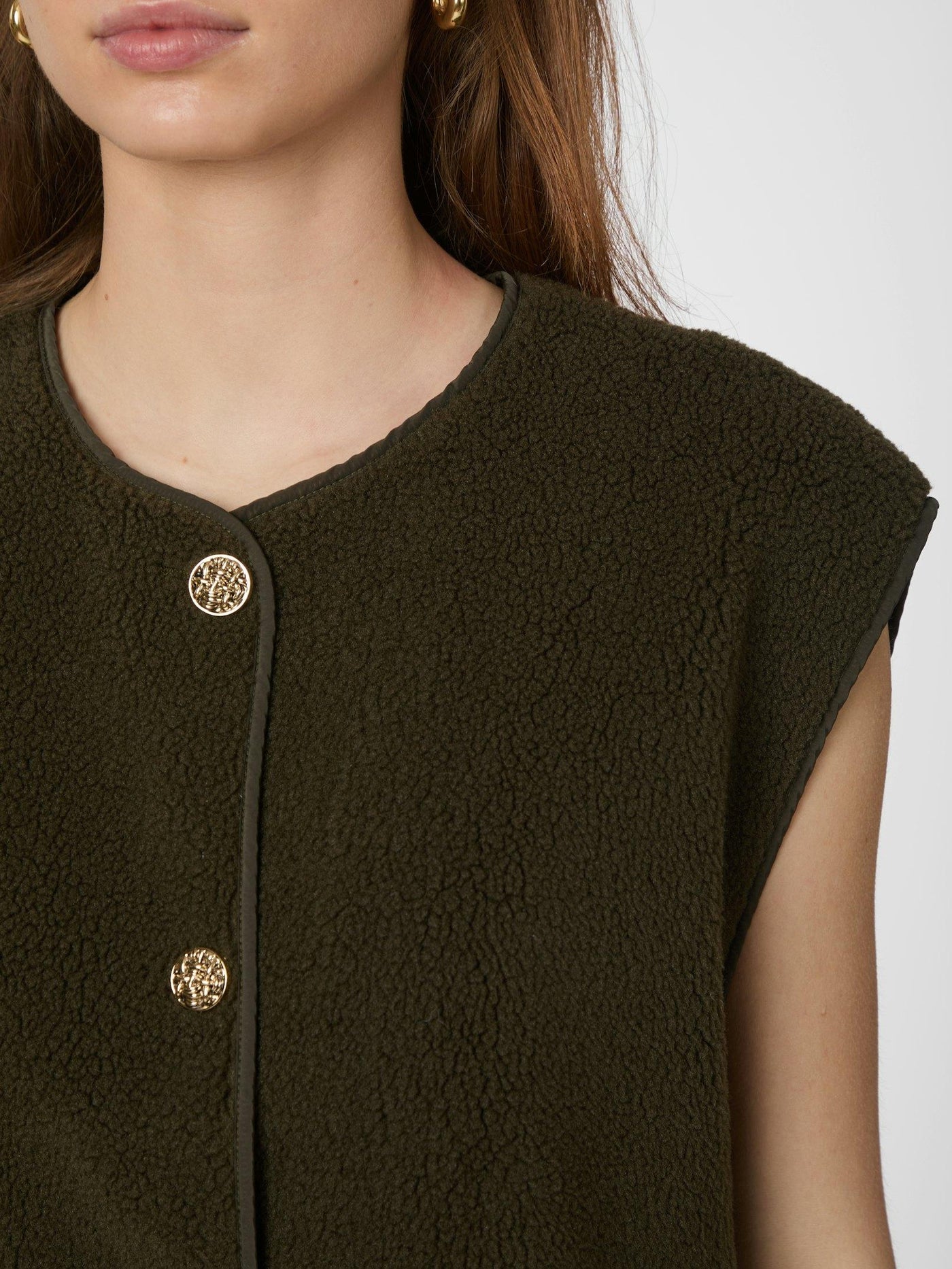 MARIKO TEDDY VEST ARMY