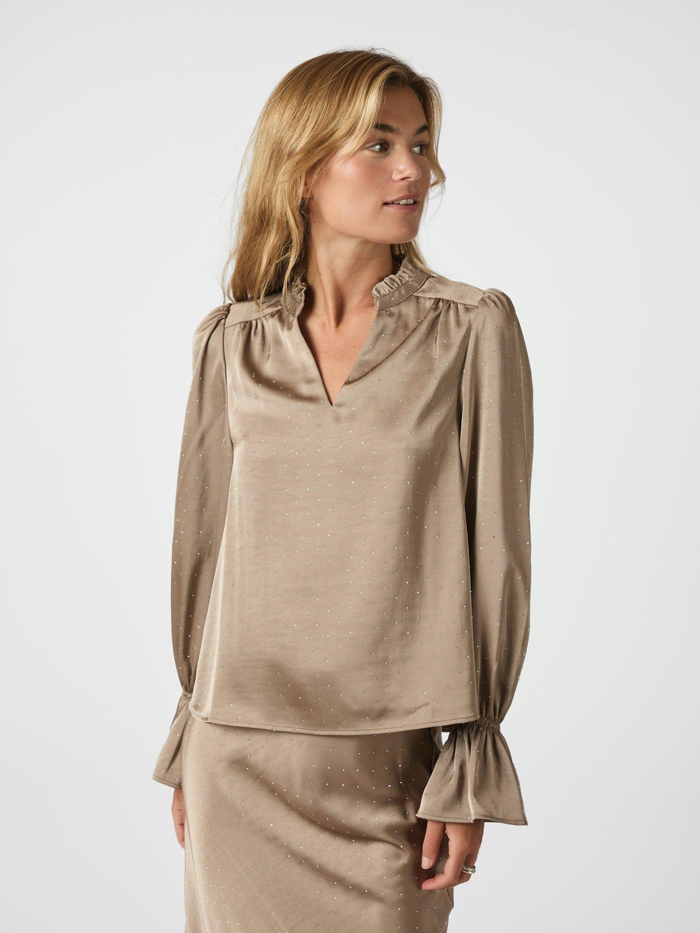AMARA SATEEN BLOUSE DARK TAUPE
