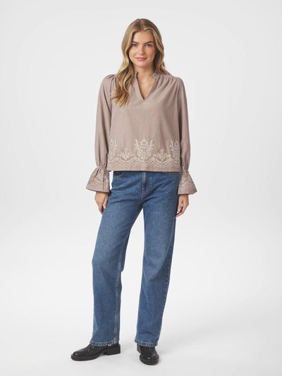 AMARA STRIPED BLOUSE CAMEL