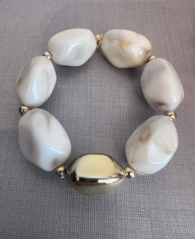 SARA  BRACELET RESIN GOLD/CREAM