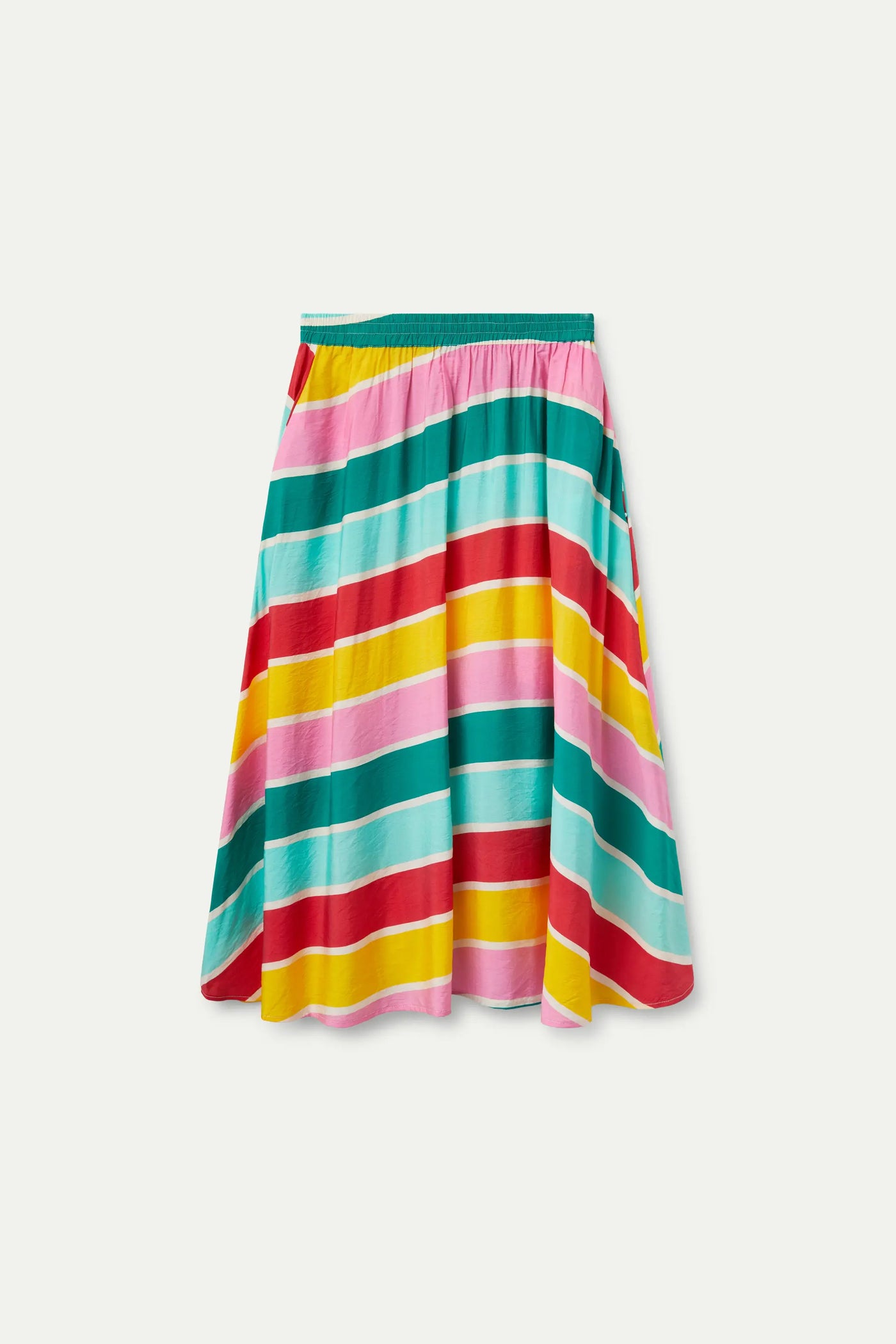 COLOUR WAVE STRIPED MIDI SKIRT