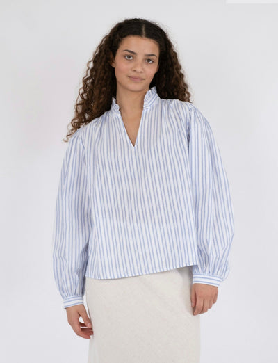 JOHANNE STRIPE BLOUSE BLUE