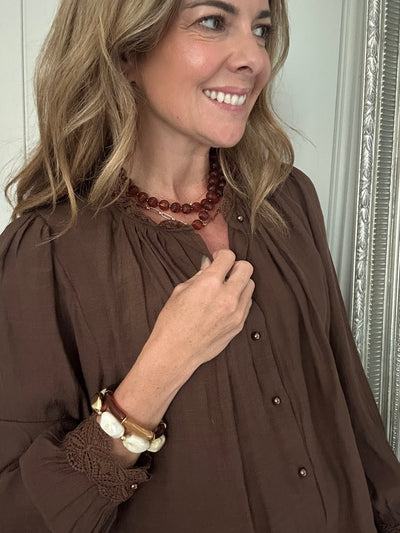 JEANNE BLOUSE CHOCOLATE BROWN