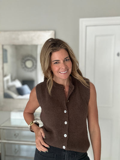 CLAUDY KNIT VEST CHOCOLATE BROWN