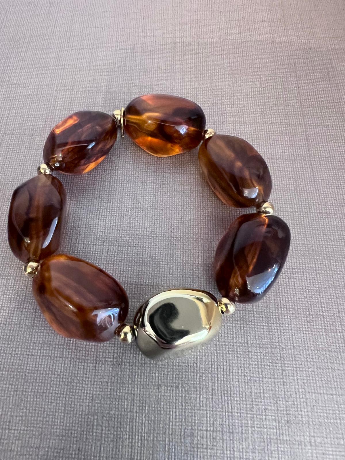 SARA BRACELET RESIN GOLD/CHOCO