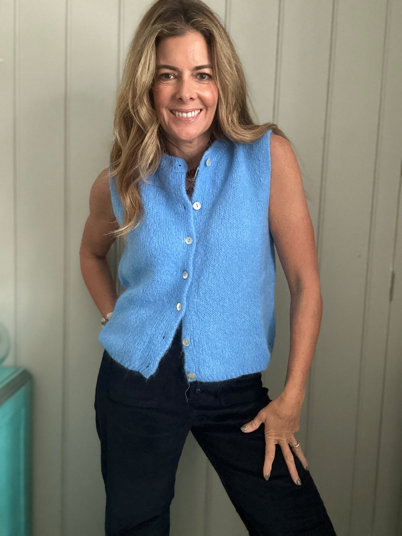 CLAUDY KNIT VEST CORN BLUE