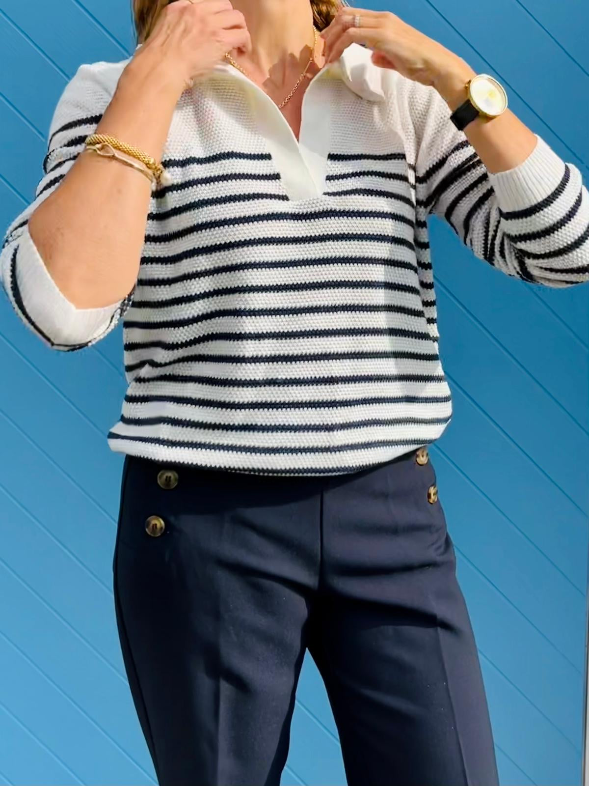 GAETAN STRIPED JUMPER NAVY