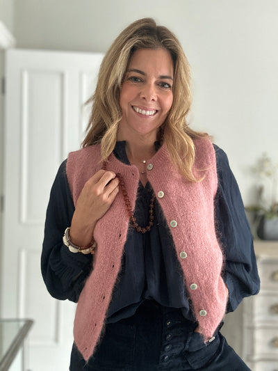 CLAUDY KNIT VEST ROSE
