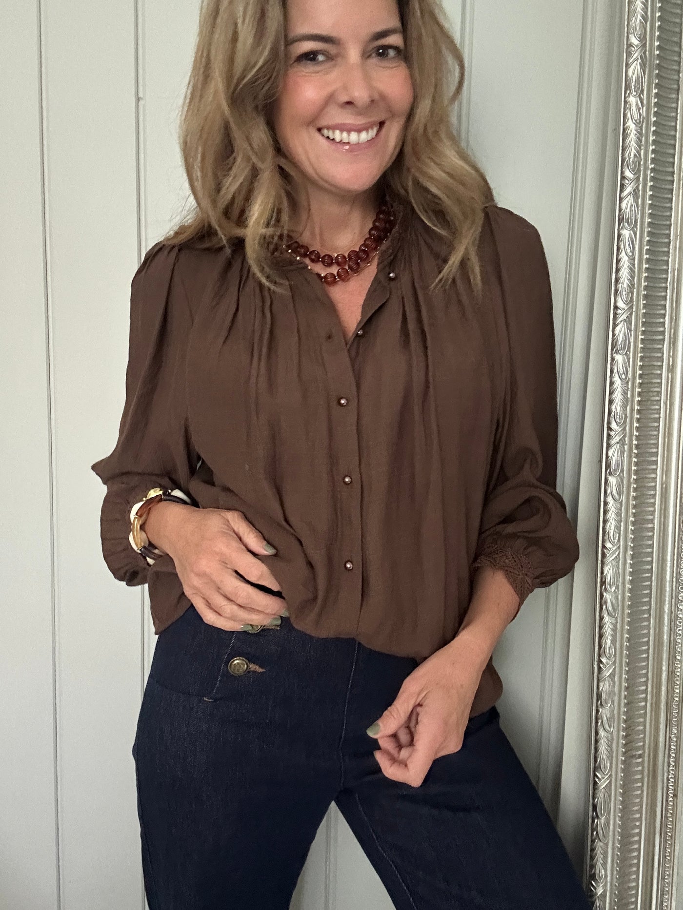 JEANNE BLOUSE CHOCOLATE BROWN