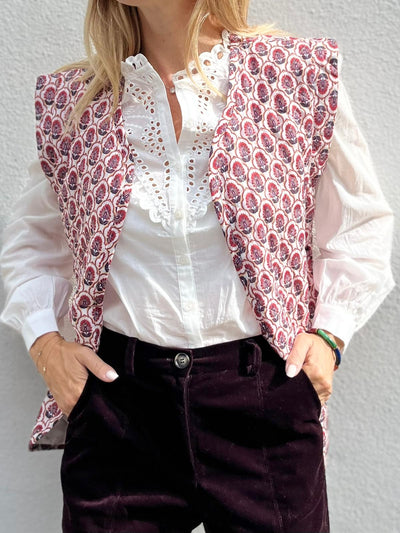 ONDINE QUILTED VEST RED FLORAL