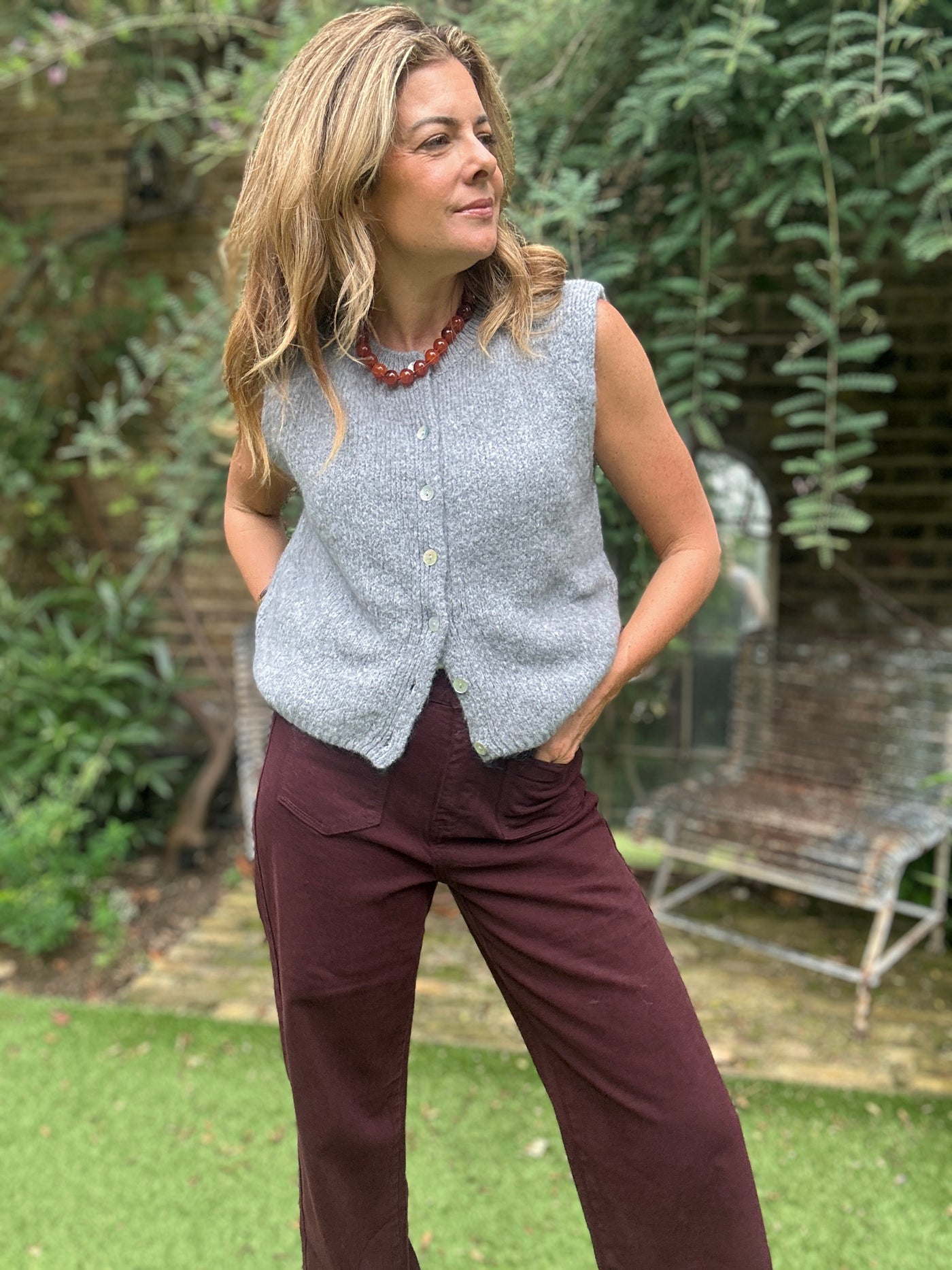 CLAUDY KNIT VEST LIGHT GREY