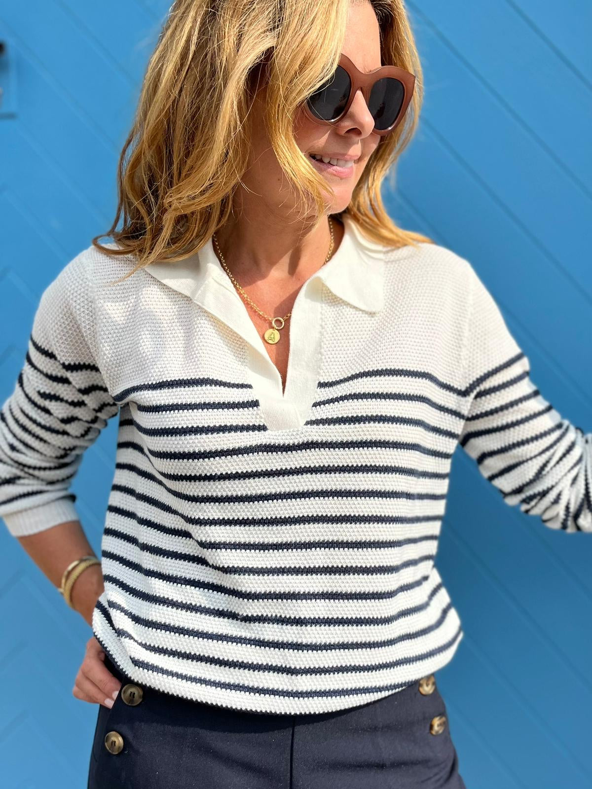 GAETAN STRIPED JUMPER NAVY