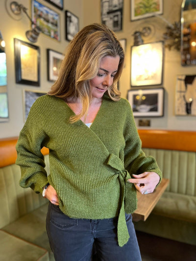 LENINO WRAP CARDI OLIVE