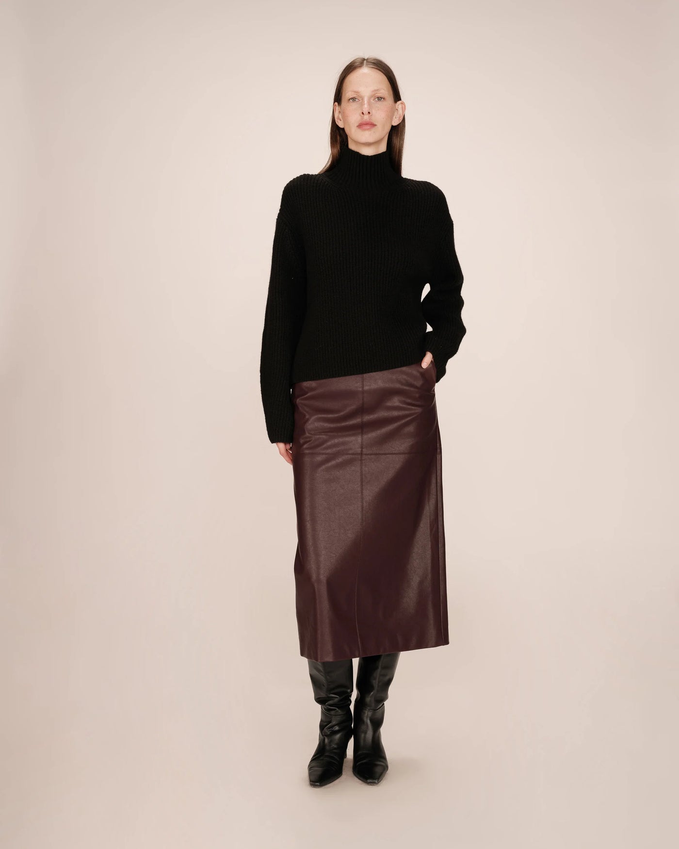SIRENE MIDI SKIRT BORDEAUX