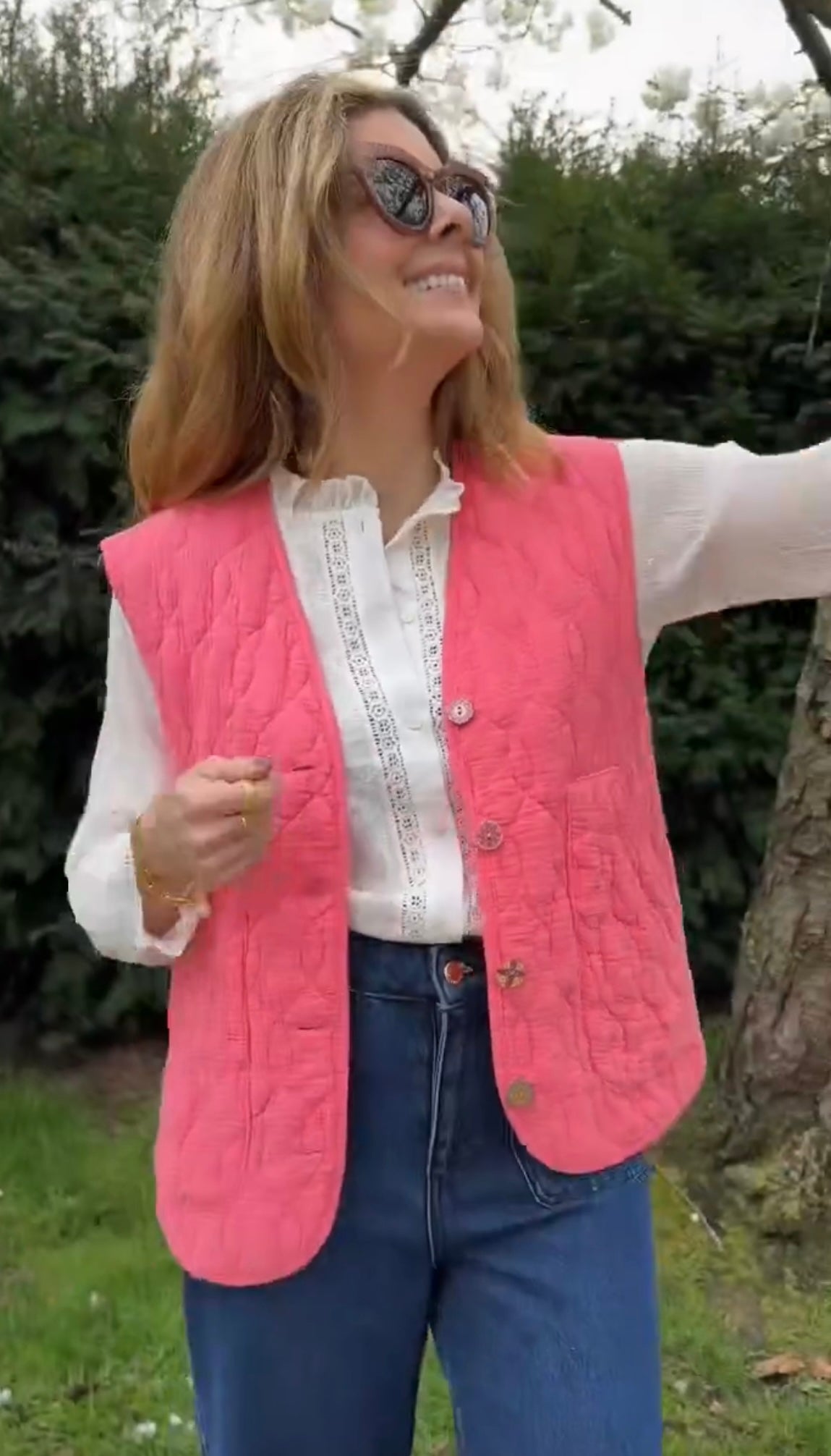RIO QUILTED VEST PINK FLUO