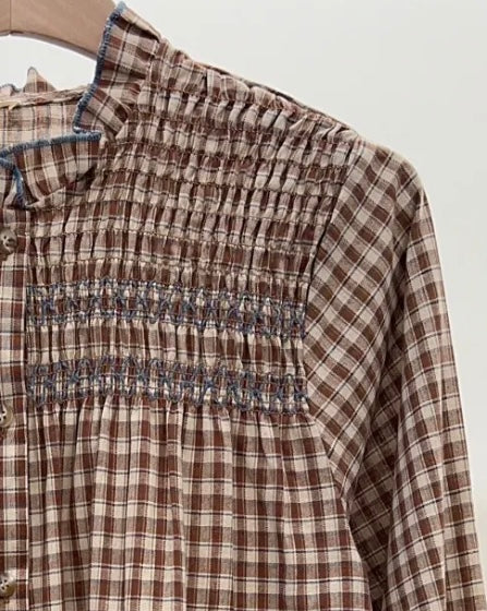 CORINE SHIRT CHOCOLATE & BLUE