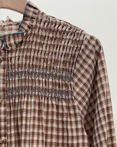 CORINE SHIRT CHOCOLATE & BLUE