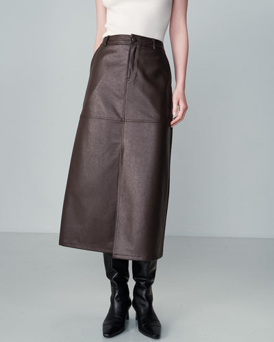 NORY MIDI SKIRT CHOCOLATE