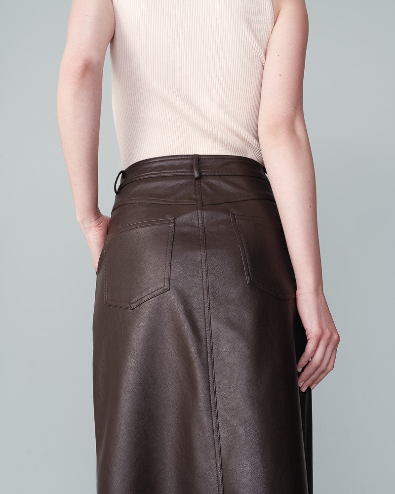 NORY MIDI SKIRT CHOCOLATE