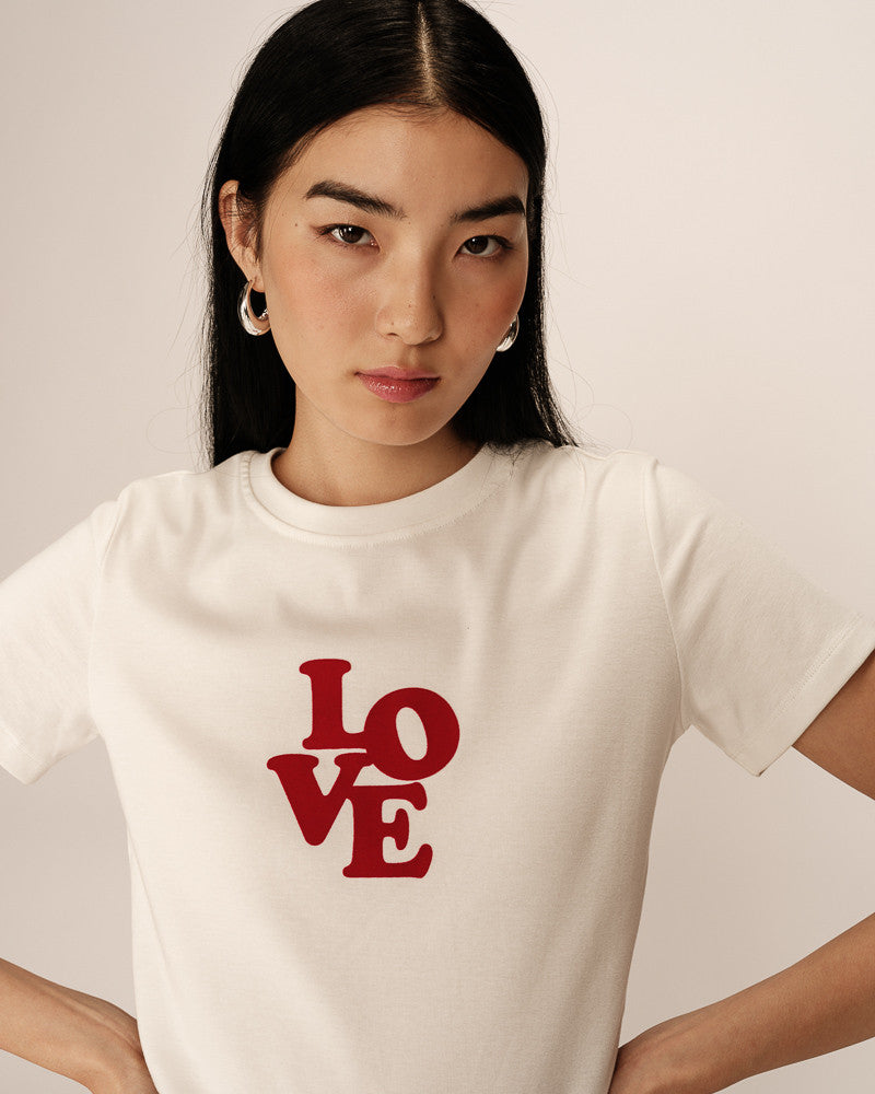 LOVE T-SHIRT ECRU/RED