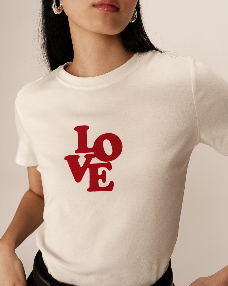 LOVE T-SHIRT ECRU/RED