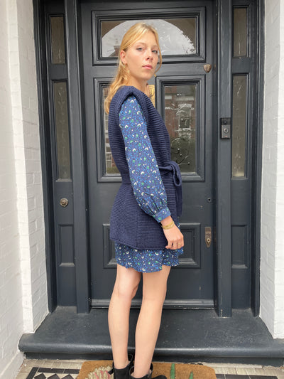 MOLLY BELTED MINI DRESS FLORAL NAVY