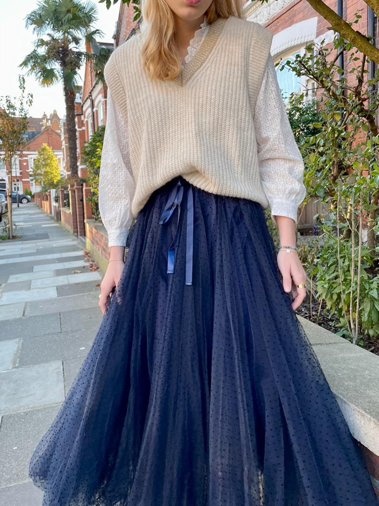 Navy tulle maxi skirt Clearance