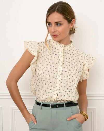 MATHIS BLOUSE GREEN FLORAL