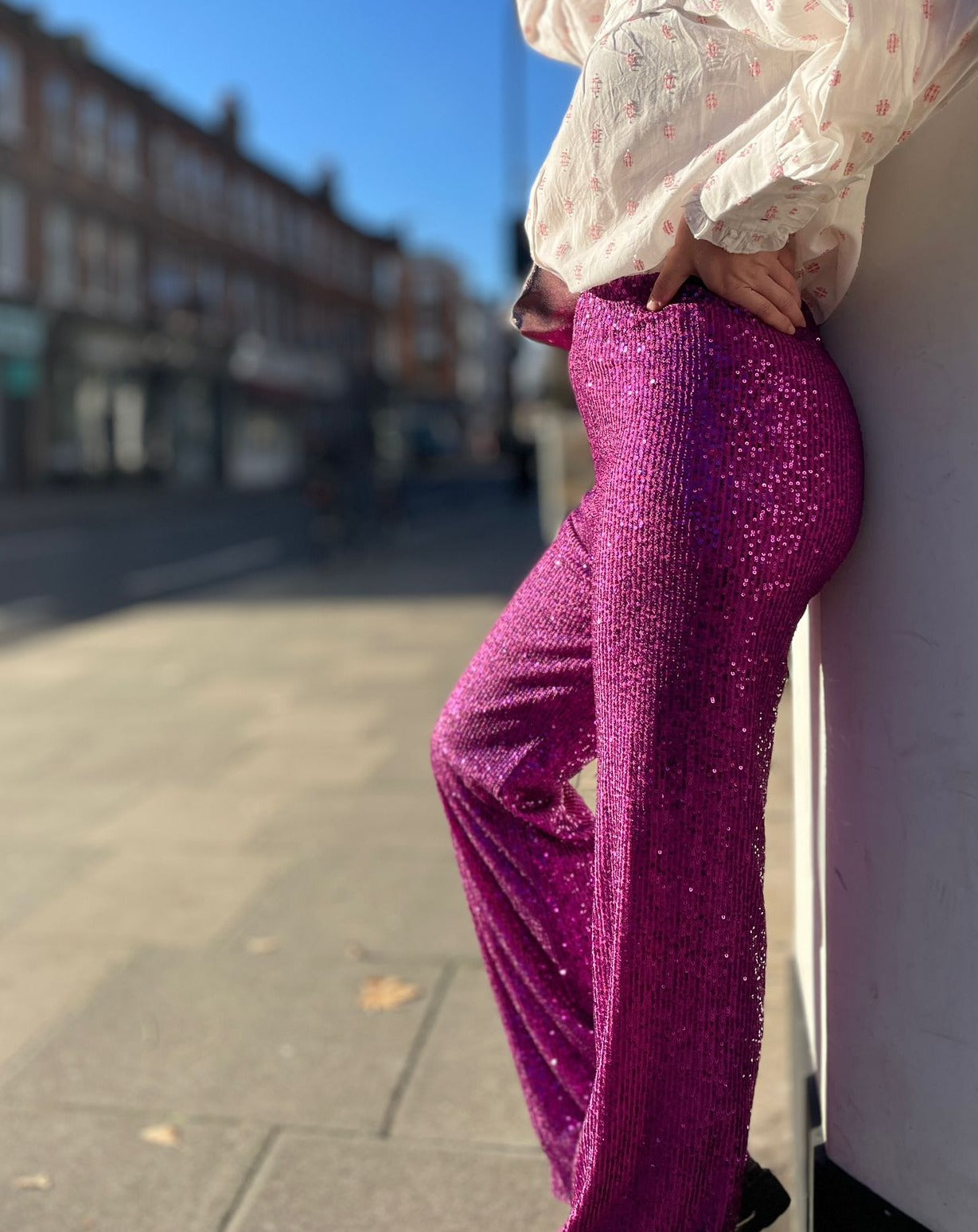 BEE GEES SEQUIN TROUSERS HOT PINK