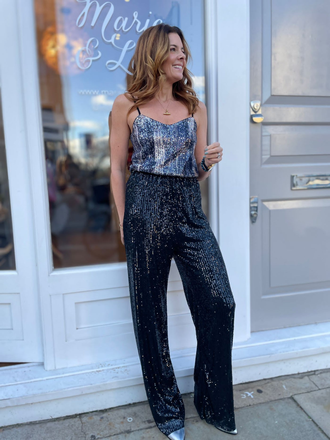 BEE GEES SEQUIN TROUSERS BLACK