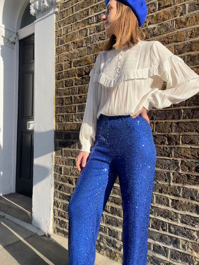BEE GEES SEQUIN TROUSERS ELECTRIC BLUE