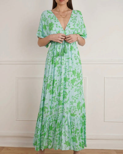 DALY OPEN BACK DRESS GREEN FLORAL