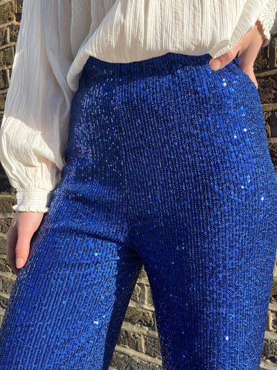 BEE GEES SEQUIN TROUSERS ELECTRIC BLUE