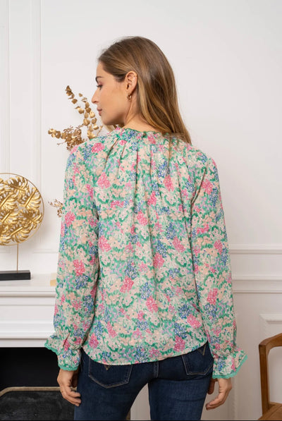 CHARLIZE BLOUSE GREEN FLORAL