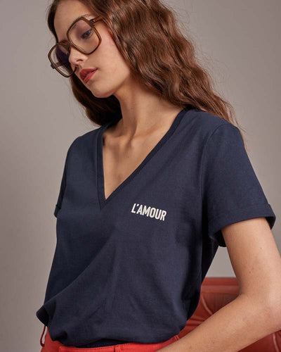 GRACE AND MILA  L'AMOUR T-SHIRT NAVY